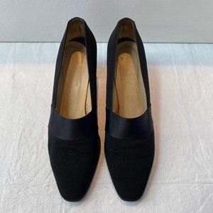 Adrienne Vittadini Black Fabric and Satin Evening Pump